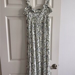 Zara Floral Maxi Dress - White and Blue